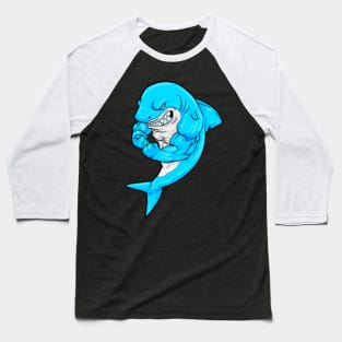 Shark as Bodybuilder with big Muscles Baseball T-Shirt